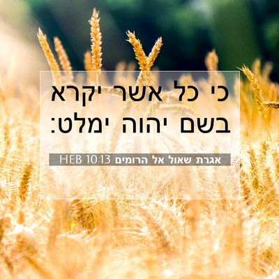 Picture 07 - אגרת שאול אל הרומים 10:13 HEB - כי כל אשר יקרא בשם יהוה - Bible Verse Picture