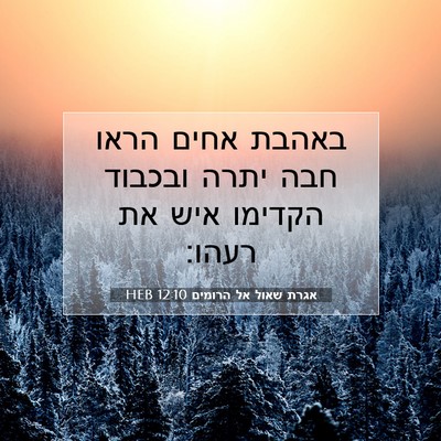Picture 07 - אגרת שאול אל הרומים 12:10 HEB - באהבת אחים הראו חבה יתרה - Bible Verse Picture