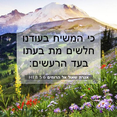 Picture 07 - אגרת שאול אל הרומים 5:6 HEB - כי המשיח בעודנו חלשים מת - Bible Verse Picture
