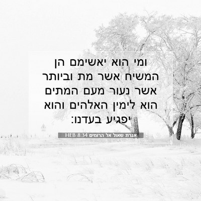 Picture 07 - אגרת שאול אל הרומים 8:34 HEB - ומי הוא יאשימם הן המשיח אשר - Bible Verse Picture
