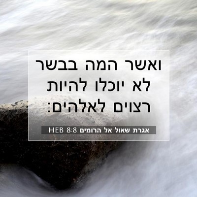 Picture 07 - אגרת שאול אל הרומים 8:8 HEB - ואשר המה בבשר לא יוכלו - Bible Verse Picture