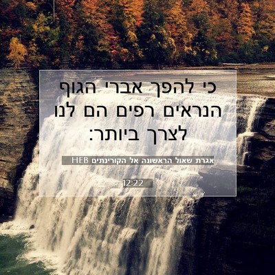 Picture 07 - אגרת שאול הראשונה אל הקורינתים 12:22 HEB - כי להפך אברי הגוף הנראים - Bible Verse Picture