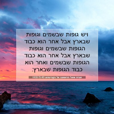 Picture 07 - אגרת שאול הראשונה אל הקורינתים 15:40 HEB - ויש גופות שבשמים וגופות - Bible Verse Picture