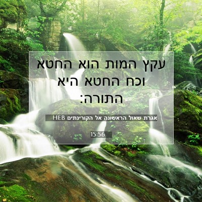 Picture 07 - אגרת שאול הראשונה אל הקורינתים 15:56 HEB - עקץ המות הוא החטא וכח החטא - Bible Verse Picture