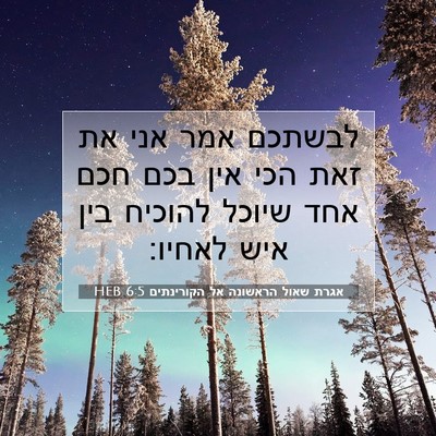 Picture 07 - אגרת שאול הראשונה אל הקורינתים 6:5 HEB - לבשתכם אמר אני את זאת הכי - Bible Verse Picture