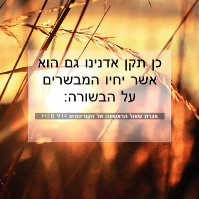 Picture 07 - אגרת שאול הראשונה אל הקורינתים 9:14 HEB - כן תקן אדנינו גם הוא אשר - Bible Verse Picture