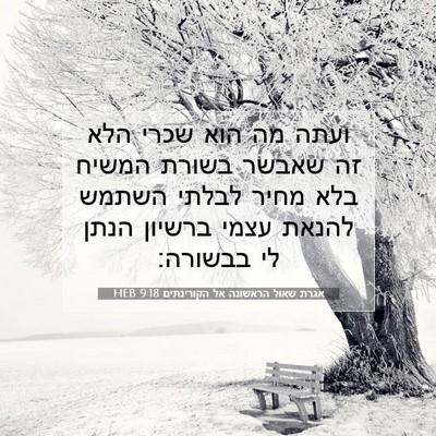 Picture 07 - אגרת שאול הראשונה אל הקורינתים 9:18 HEB - ועתה מה הוא שכרי הלא זה - Bible Verse Picture