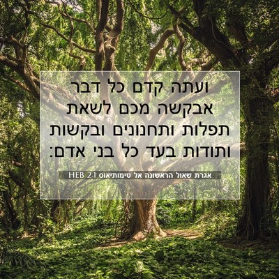 Picture 07 - אגרת שאול הראשונה אל טימותיאוס 2:1 HEB - ועתה קדם כל דבר אבקשה מכם - Bible Verse Picture