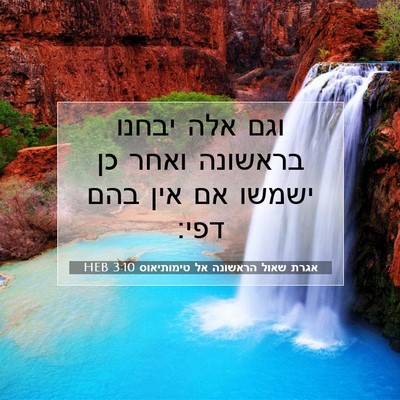 Picture 07 - אגרת שאול הראשונה אל טימותיאוס 3:10 HEB - וגם אלה יבחנו בראשונה ואחר - Bible Verse Picture