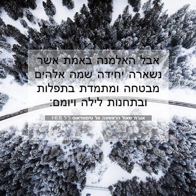 Picture 07 - אגרת שאול הראשונה אל טימותיאוס 5:5 HEB - אבל האלמנה באמת אשר נשארה - Bible Verse Picture