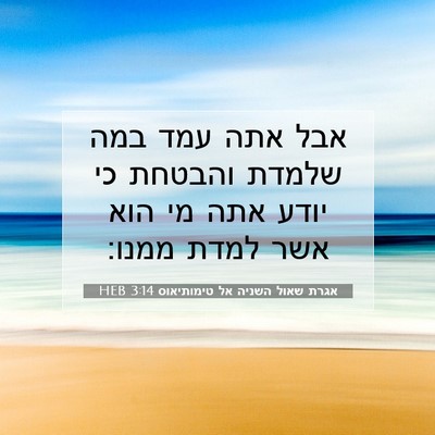 Picture 07 - אגרת שאול השניה אל טימותיאוס 3:14 HEB - אבל אתה עמד במה שלמדת - Bible Verse Picture