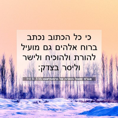 Picture 07 - אגרת שאול השניה אל טימותיאוס 3:16 HEB - כי כל הכתוב נכתב ברוח אלהים - Bible Verse Picture