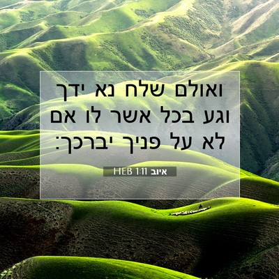 Picture 07 - איוב 1:11 HEB - ואולם שלח נא ידך וגע בכל - Bible Verse Picture