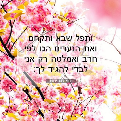 Picture 07 - איוב 1:15 HEB - ותפל שבא ותקחם ואת הנערים - Bible Verse Picture