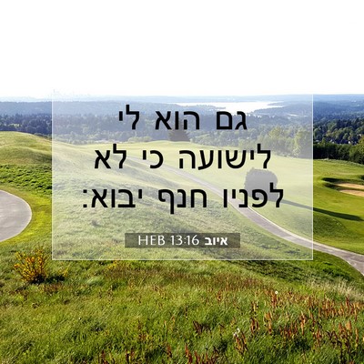 Picture 07 - איוב 13:16 HEB - גם הוא לי לישועה כי לא - Bible Verse Picture