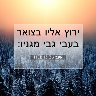 Picture 07 - איוב 15:26 HEB - ירוץ אליו בצואר בעבי גבי - Bible Verse Picture