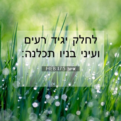 Picture 07 - איוב 17:5 HEB - לחלק יגיד רעים ועיני בניו - Bible Verse Picture