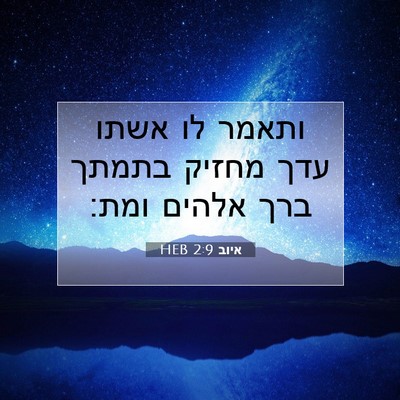 Picture 07 - איוב 2:9 HEB - ותאמר לו אשתו עדך מחזיק - Bible Verse Picture