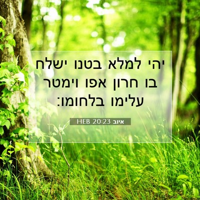 Picture 07 - איוב 20:23 HEB - יהי למלא בטנו ישלח בו חרון - Bible Verse Picture