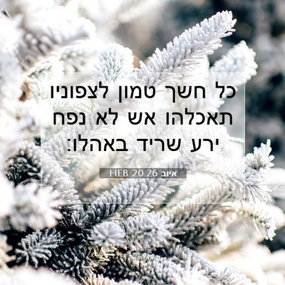 Picture 07 - איוב 20:26 HEB - כל חשך טמון לצפוניו תאכלהו - Bible Verse Picture