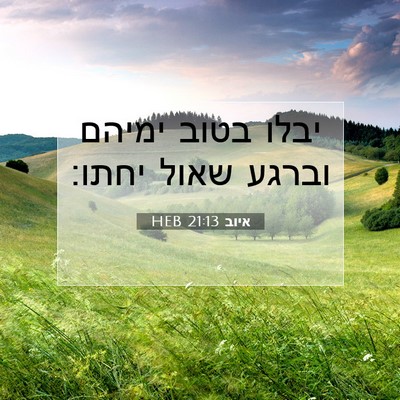 Picture 07 - איוב 21:13 HEB - יבלו בטוב ימיהם וברגע שאול - Bible Verse Picture