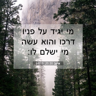 Picture 07 - איוב 21:31 HEB - מי יגיד על פניו דרכו והוא - Bible Verse Picture