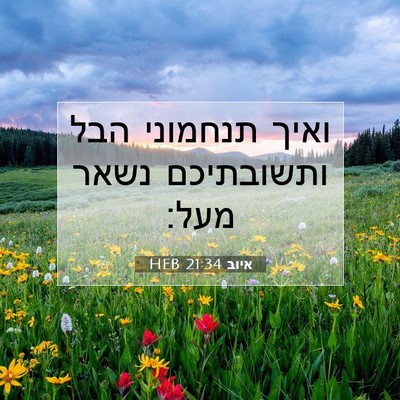 Picture 07 - איוב 21:34 HEB - ואיך תנחמוני הבל ותשובתיכם - Bible Verse Picture