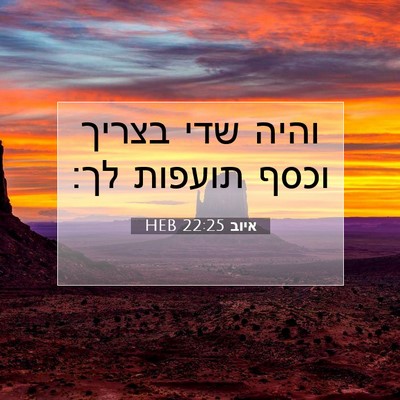 Picture 07 - איוב 22:25 HEB - והיה שדי בצריך וכסף תועפות - Bible Verse Picture