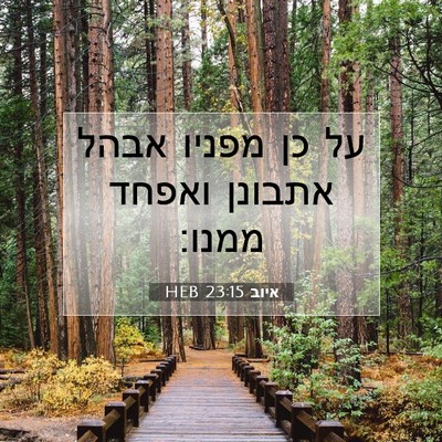 Picture 07 - איוב 23:15 HEB - על כן מפניו אבהל אתבונן - Bible Verse Picture
