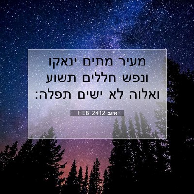 Picture 07 - איוב 24:12 HEB - מעיר מתים ינאקו ונפש חללים - Bible Verse Picture