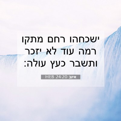 Picture 07 - איוב 24:20 HEB - ישכחהו רחם מתקו רמה עוד לא - Bible Verse Picture