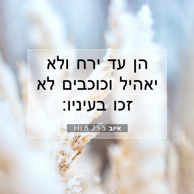 Picture 07 - איוב 25:5 HEB - הן עד ירח ולא יאהיל וכוכבים - Bible Verse Picture