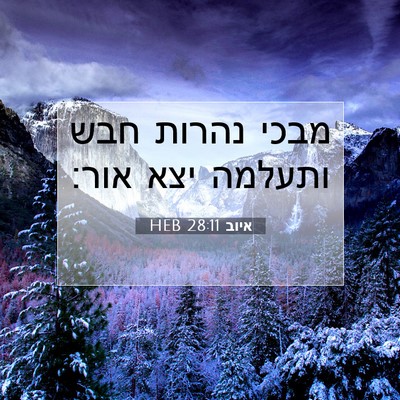 Picture 07 - איוב 28:11 HEB - מבכי נהרות חבש ותעלמה יצא - Bible Verse Picture
