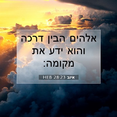 Picture 07 - איוב 28:23 HEB - אלהים הבין דרכה והוא ידע את - Bible Verse Picture