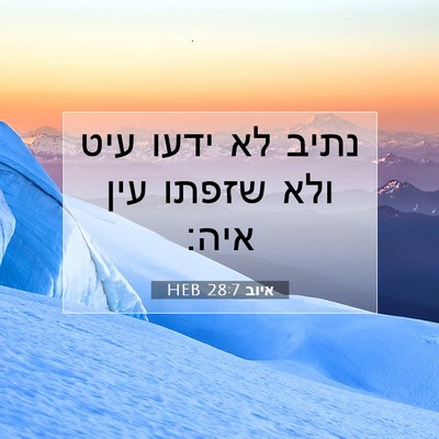 Picture 07 - איוב 28:7 HEB - נתיב לא ידעו עיט ולא שזפתו - Bible Verse Picture