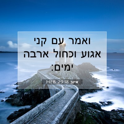 Picture 07 - איוב 29:18 HEB - ואמר עם קני אגוע וכחול ארבה - Bible Verse Picture