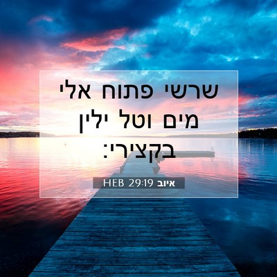 Picture 07 - איוב 29:19 HEB - שרשי פתוח אלי מים וטל ילין - Bible Verse Picture