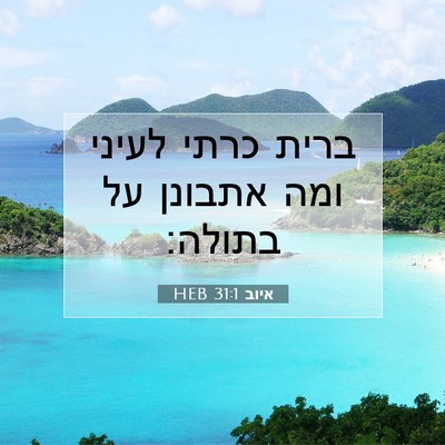 Picture 07 - איוב 31:1 HEB - ברית כרתי לעיני ומה אתבונן - Bible Verse Picture