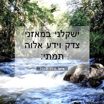 Picture 07 - איוב 31:6 HEB - ישקלני במאזני צדק וידע - Bible Verse Picture
