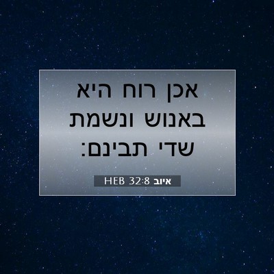 Picture 07 - איוב 32:8 HEB - אכן רוח היא באנוש ונשמת שדי - Bible Verse Picture