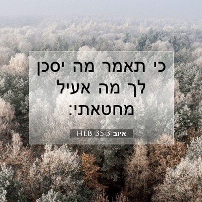 Picture 07 - איוב 35:3 HEB - כי תאמר מה יסכן לך מה אעיל - Bible Verse Picture