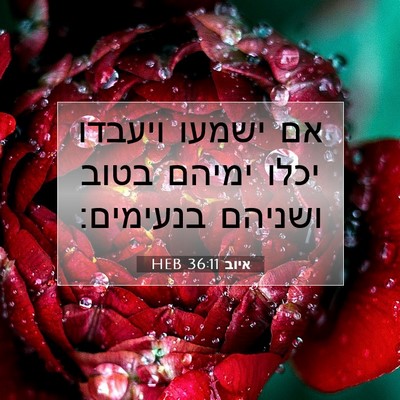 Picture 07 - איוב 36:11 HEB - אם ישמעו ויעבדו יכלו ימיהם - Bible Verse Picture