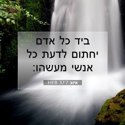 Picture 07 - איוב 37:7 HEB - ביד כל אדם יחתום לדעת כל - Bible Verse Picture