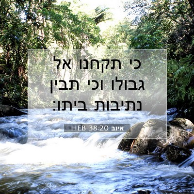 Picture 07 - איוב 38:20 HEB - כי תקחנו אל גבולו וכי תבין - Bible Verse Picture