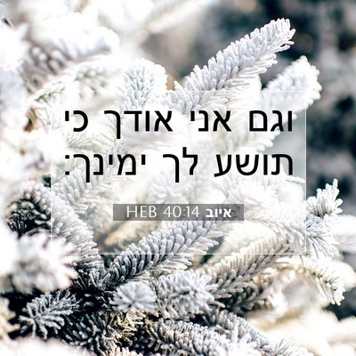 Picture 07 - איוב 40:14 HEB - וגם אני אודך כי תושע לך - Bible Verse Picture