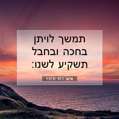 Picture 07 - איוב 41:1 HEB - תמשך לויתן בחכה ובחבל - Bible Verse Picture