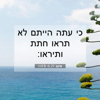 Picture 07 - איוב 6:21 HEB - כי עתה הייתם לא תראו חתת - Bible Verse Picture