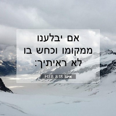 Picture 07 - איוב 8:18 HEB - אם יבלענו ממקומו וכחש בו לא - Bible Verse Picture