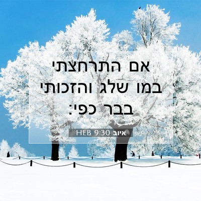 Picture 07 - איוב 9:30 HEB - אם התרחצתי במו שלג והזכותי - Bible Verse Picture