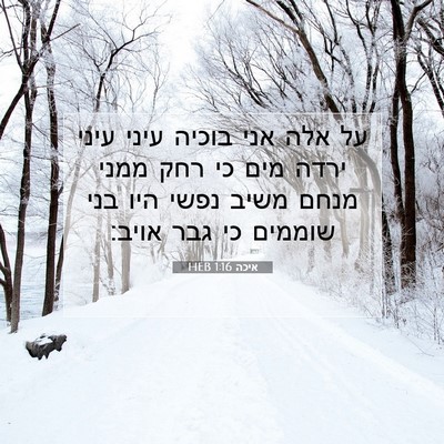 Picture 07 - איכה 1:16 HEB - על אלה אני בוכיה עיני עיני - Bible Verse Picture